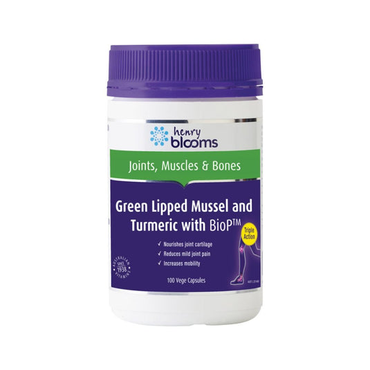 Henry Blooms Green Lipped Mussel 500mg Turmeric with BioP 100vc