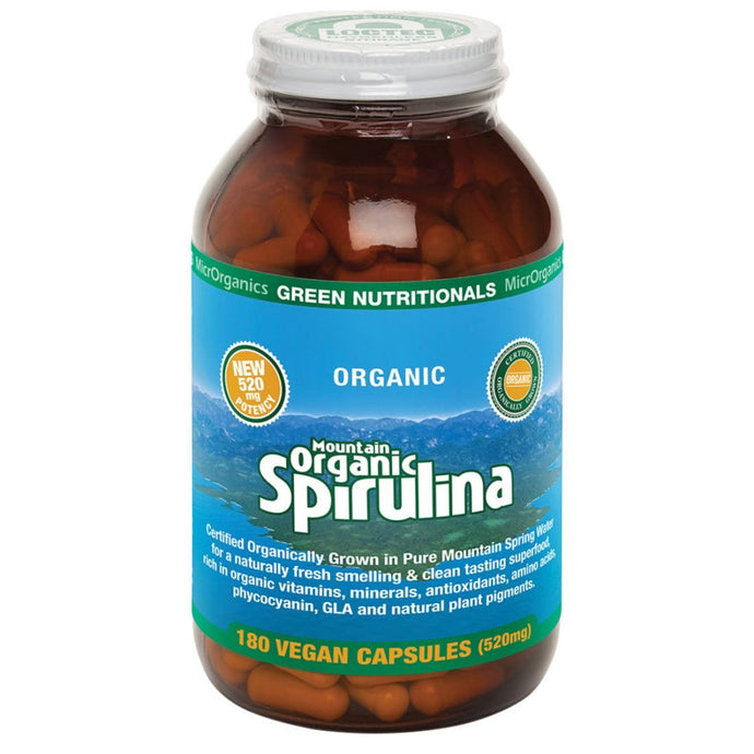 Microrganics Green Nutritionals Mountain Organic Spirulina 520mg 180vc