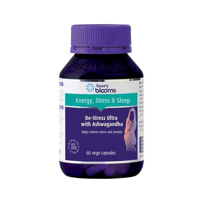 Henry Blooms De-Stress Ultra with Ashwagandha 60vc -Purchasable only In Australia.